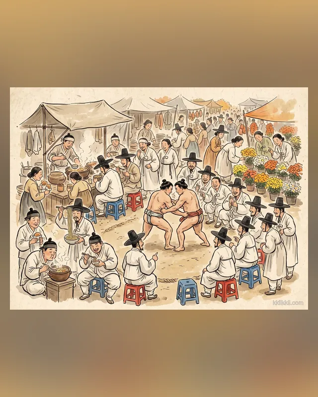 예산장터 × 김홍도 — 문화유산 위트 그림